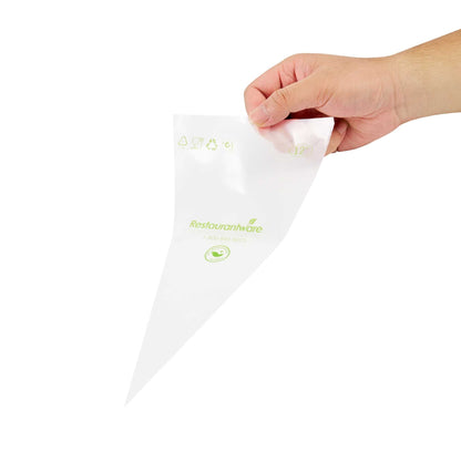 Pastry Tek Clear Plastic Pastry Piping Bag - Biodegradable - 12" x 6" - 100 count box