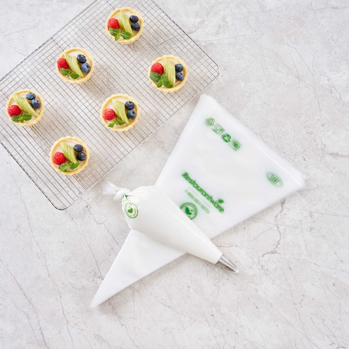 Pastry Tek Clear Plastic Pastry Piping Bag - Biodegradable - 18" x 8 3/4" - 100 count box