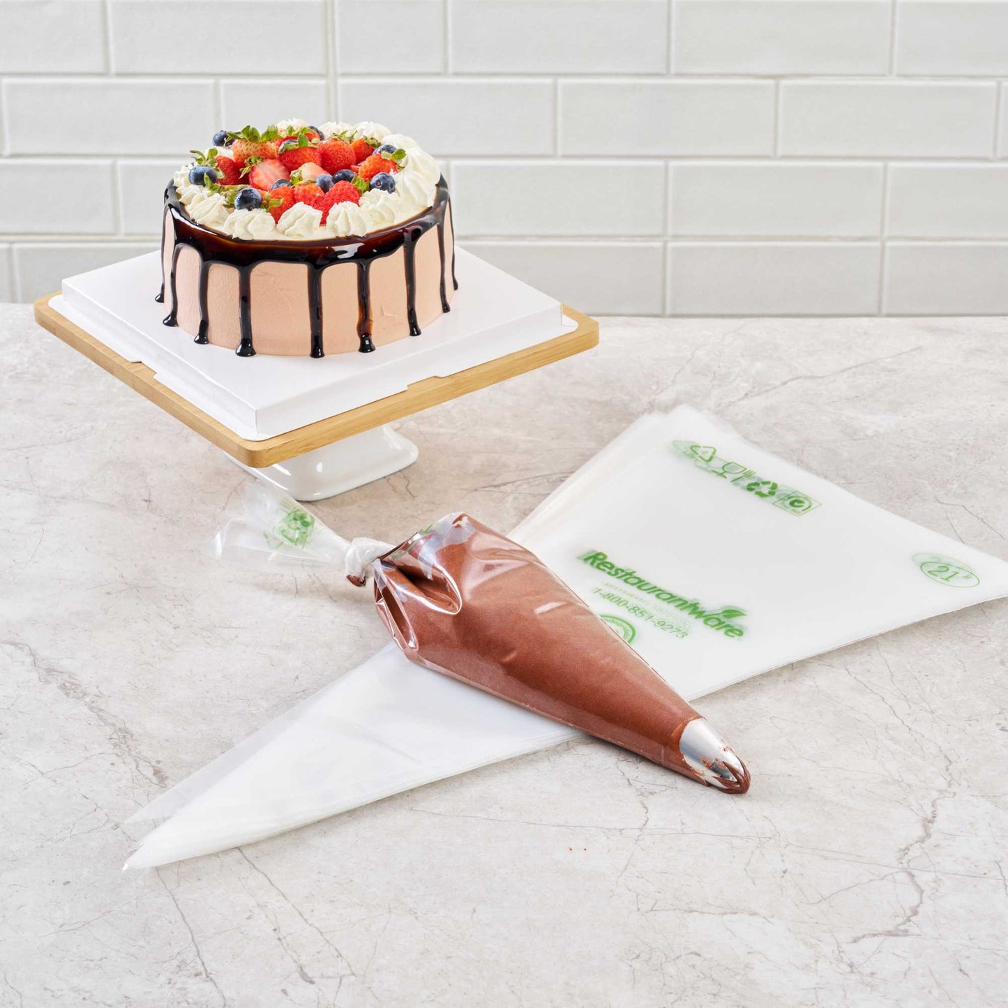 Pastry Tek Clear Plastic Pastry Piping Bag - Biodegradable - 21" x 10 1/4" - 100 count box