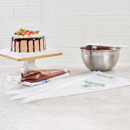 Pastry Tek Clear Plastic Pastry Piping Bag - Biodegradable - 21" x 10 1/4" - 100 count box