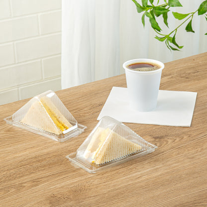 Thermo Tek 10 oz Triangle Clear Plastic Sandwich Container - with Lid - 6 1/4" x 3 1/4" x 3" - 100 count box
