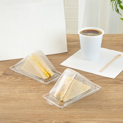 Thermo Tek 10 oz Triangle Clear Plastic Sandwich Container - with Lid - 6 1/4" x 3 1/4" x 3" - 100 count box