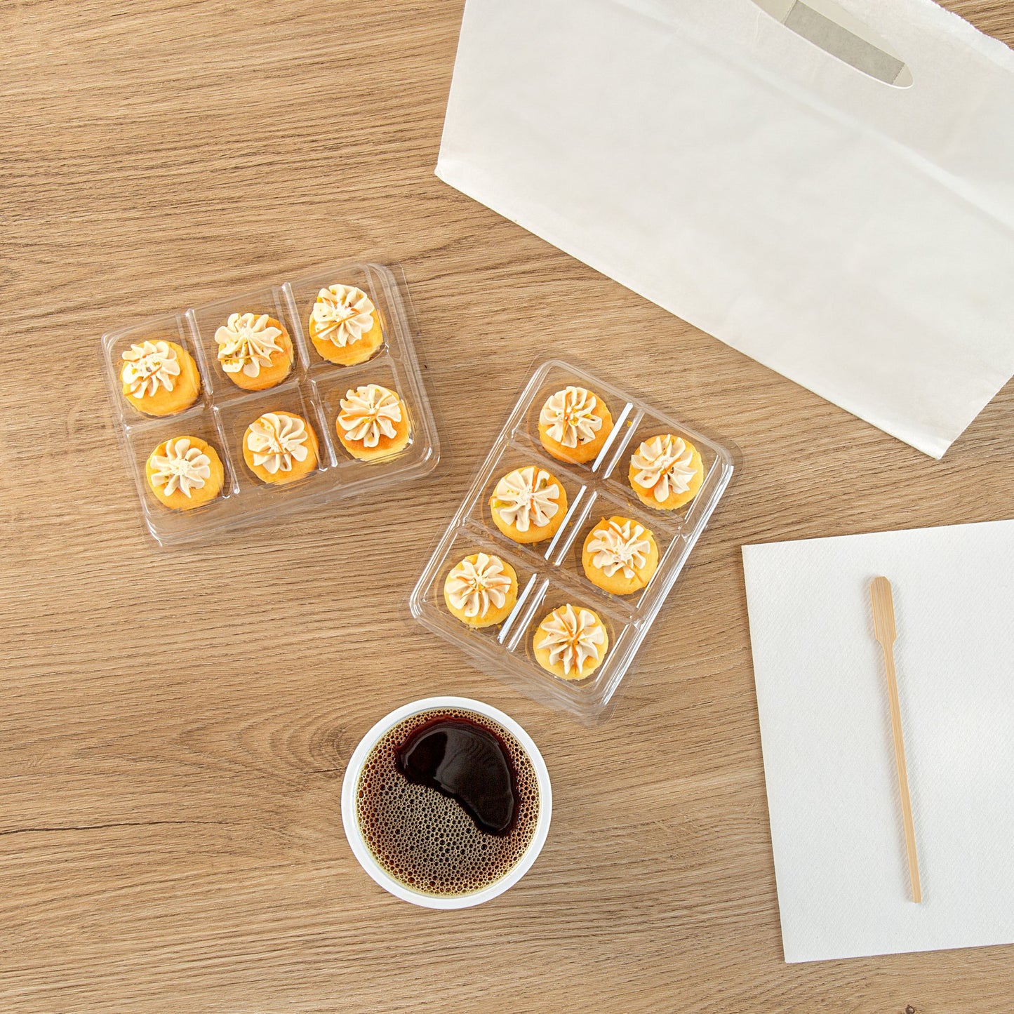 Thermo Tek 12 oz Clear Plastic Pastry Box - with Lid, Half-Dozen - 6" x 4 1/2" x 2" - 100 count box