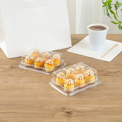 Thermo Tek 12 oz Clear Plastic Pastry Box - with Lid, Half-Dozen - 6" x 4 1/2" x 2" - 100 count box