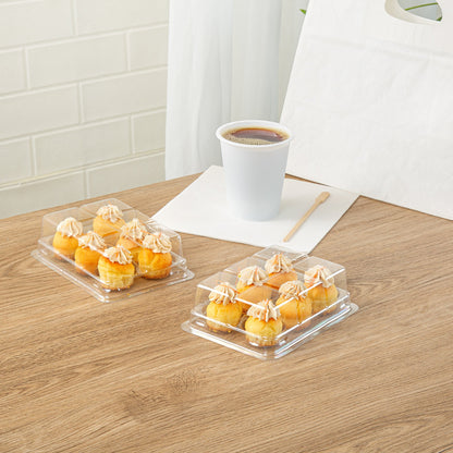 Thermo Tek 12 oz Clear Plastic Pastry Box - with Lid, Half-Dozen - 6" x 4 1/2" x 2" - 100 count box
