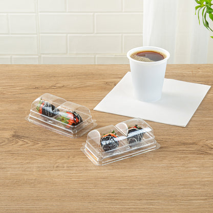 Thermo Tek 5 oz Clear Plastic Pastry Box - with Lid, Duo - 5 1/4" x 3" x 1 3/4" - 100 count box