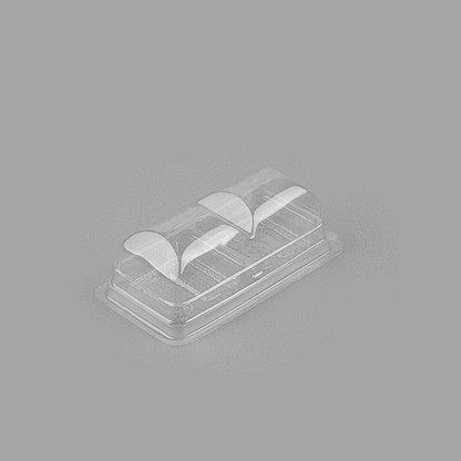 Thermo Tek 5 oz Clear Plastic Pastry Box - with Lid, Duo - 5 1/4" x 3" x 1 3/4" - 100 count box