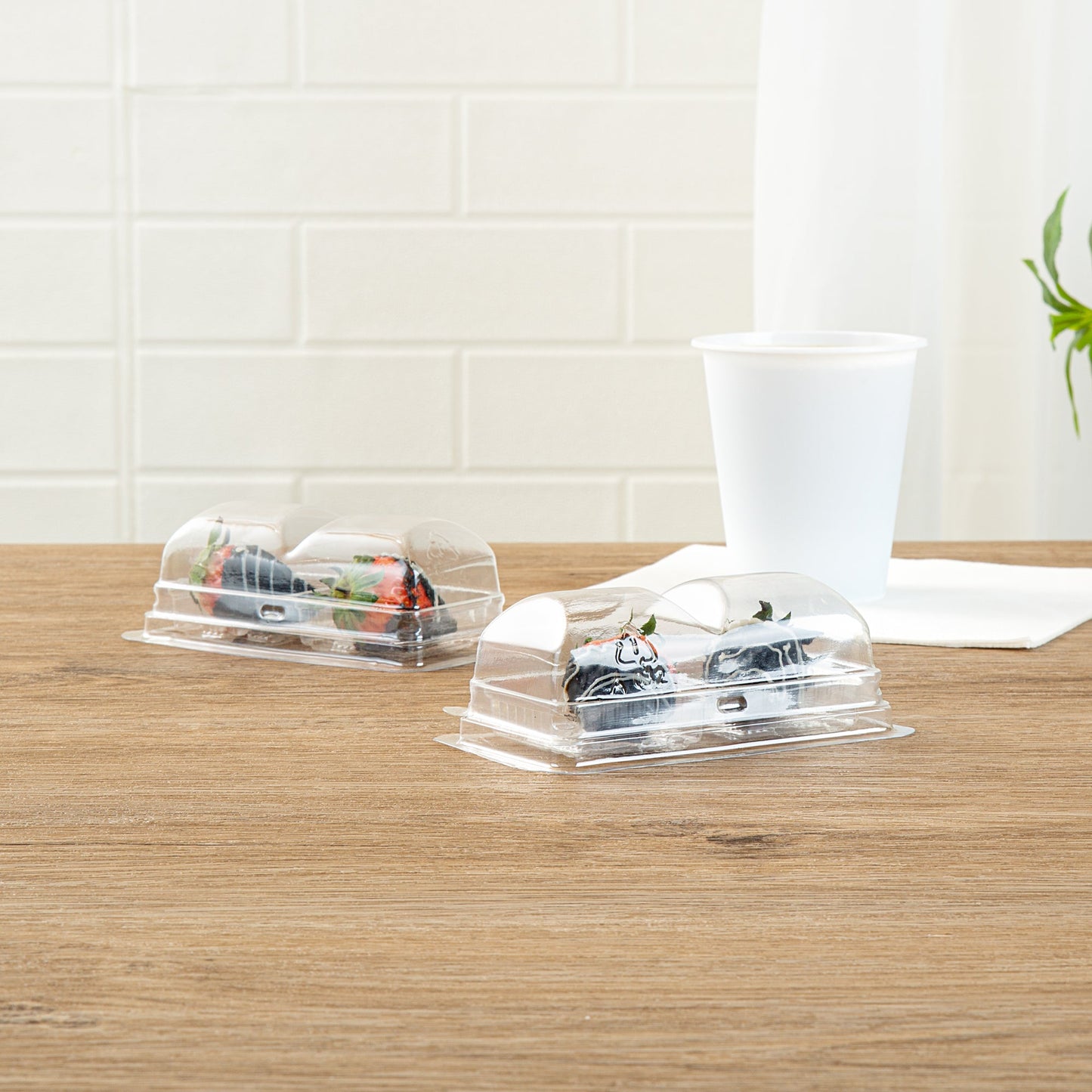 Thermo Tek 5 oz Clear Plastic Pastry Box - with Lid, Duo - 5 1/4" x 3" x 1 3/4" - 100 count box