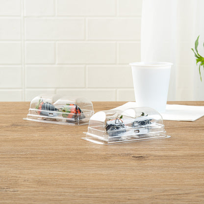 Thermo Tek 5 oz Clear Plastic Pastry Box - with Lid, Duo - 5 1/4" x 3" x 1 3/4" - 100 count box