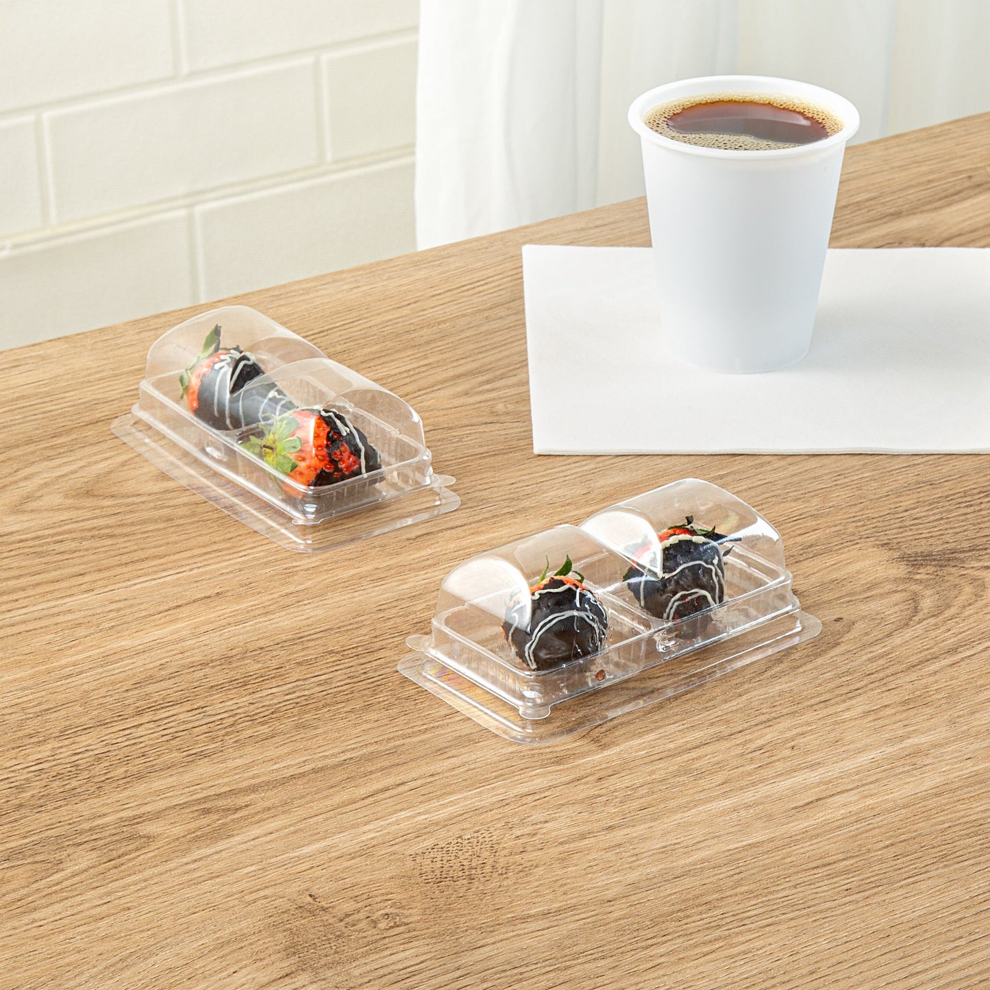 Thermo Tek 5 oz Clear Plastic Pastry Box - with Lid, Duo - 5 1/4" x 3" x 1 3/4" - 100 count box