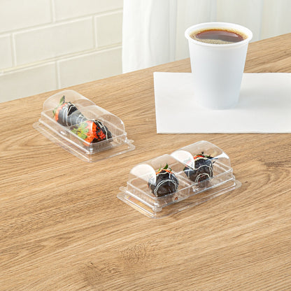 Thermo Tek 5 oz Clear Plastic Pastry Box - with Lid, Duo - 5 1/4" x 3" x 1 3/4" - 100 count box
