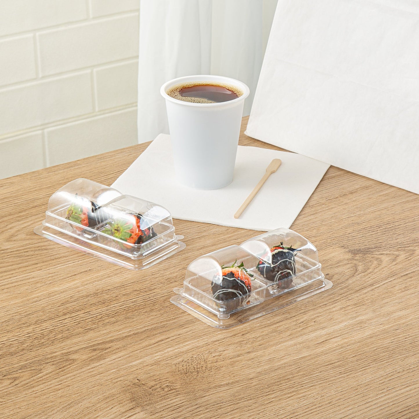 Thermo Tek 5 oz Clear Plastic Pastry Box - with Lid, Duo - 5 1/4" x 3" x 1 3/4" - 100 count box