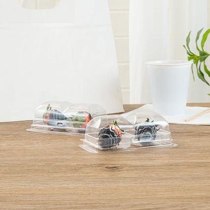 Thermo Tek 5 oz Clear Plastic Pastry Box - with Lid, Duo - 5 1/4" x 3" x 1 3/4" - 100 count box