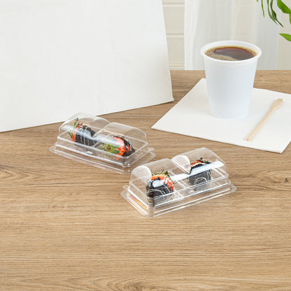 Thermo Tek 5 oz Clear Plastic Pastry Box - with Lid, Duo - 5 1/4" x 3" x 1 3/4" - 100 count box