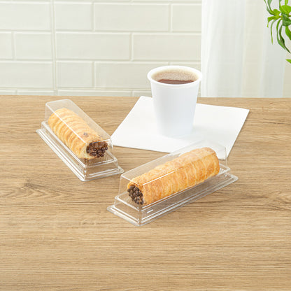 Thermo Tek 9 oz Rectangle Clear Plastic Pastry Box - with Lid - 7 3/4" x 2 3/4" x 2 1/4" - 100 count box