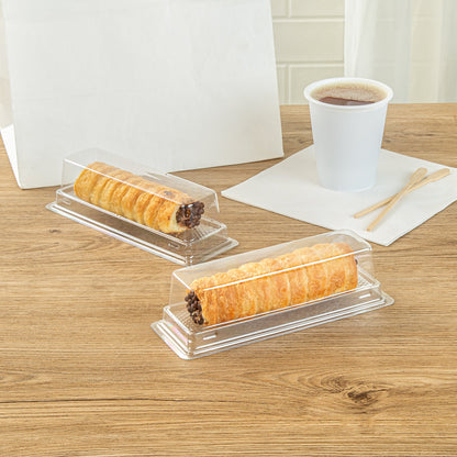 Thermo Tek 9 oz Rectangle Clear Plastic Pastry Box - with Lid - 7 3/4" x 2 3/4" x 2 1/4" - 100 count box