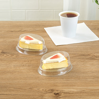 Thermo Tek 9 oz Oval Clear Plastic Cake Box - with Lid - 5 1/4" x 4 1/4" x 2" - 100 count box