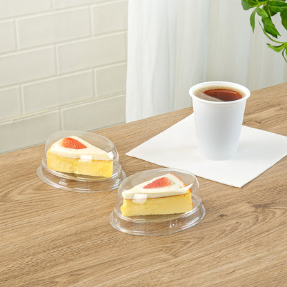 Thermo Tek 9 oz Oval Clear Plastic Cake Box - with Lid - 5 1/4" x 4 1/4" x 2" - 100 count box