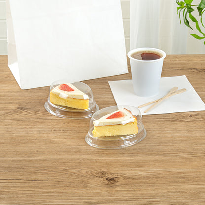 Thermo Tek 9 oz Oval Clear Plastic Cake Box - with Lid - 5 1/4" x 4 1/4" x 2" - 100 count box