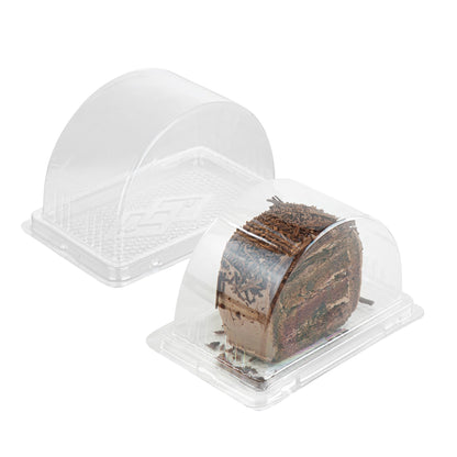 Thermo Tek 13 oz Semicircle Clear Plastic Swiss Roll Cake Box - with Lid - 5 1/2" x 3 1/2" x 3 1/4" - 100 count box