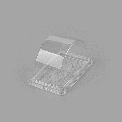 Thermo Tek 13 oz Semicircle Clear Plastic Swiss Roll Cake Box - with Lid - 5 1/2" x 3 1/2" x 3 1/4" - 100 count box