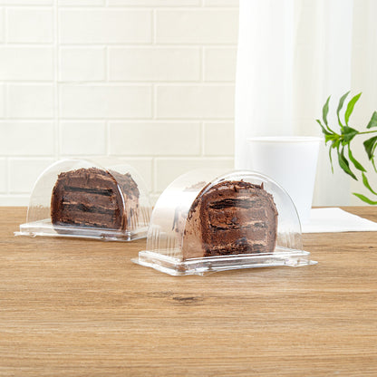 Thermo Tek 13 oz Semicircle Clear Plastic Swiss Roll Cake Box - with Lid - 5 1/2" x 3 1/2" x 3 1/4" - 100 count box