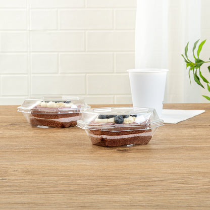 Thermo Tek Octagon Clear Plastic Cake Box - with Lid - 5 1/4" x 5 1/4" x 2" - 100 count box
