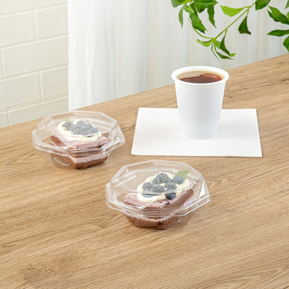 Thermo Tek Octagon Clear Plastic Cake Box - with Lid - 5 1/4" x 5 1/4" x 2" - 100 count box
