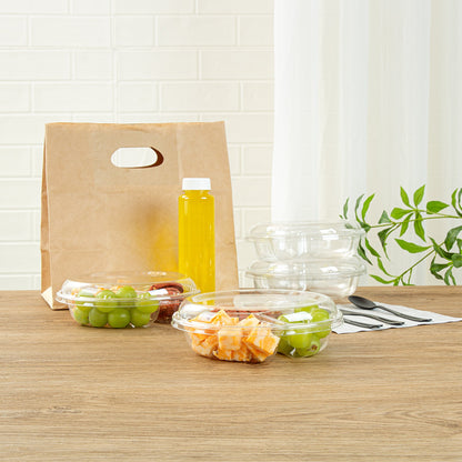 Thermo Tek Round Clear Plastic Serving Platter - with Lid, 3 Compartments - 7 1/2" x 7 1/2" x 2 1/2" - 100 count box