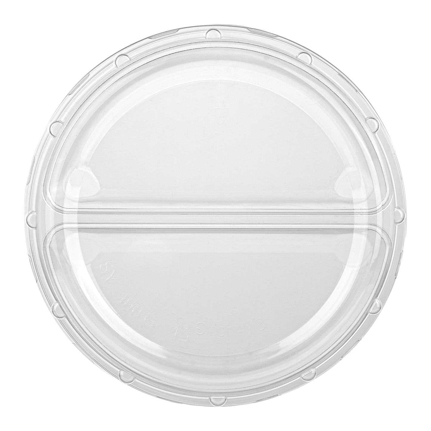 Thermo Tek Round Clear Plastic Serving Platter - with Lid, 2 Compartments - 7 1/2" x 7 1/2" x 2 1/2" - 100 count box
