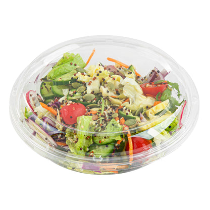 Thermo Tek Round Clear Plastic Serving Platter - with Lid - 7 1/2" x 7 1/2" x 2 1/2" - 100 count box