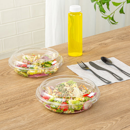 Thermo Tek Round Clear Plastic Serving Platter - with Lid - 7 1/2" x 7 1/2" x 2 1/2" - 100 count box