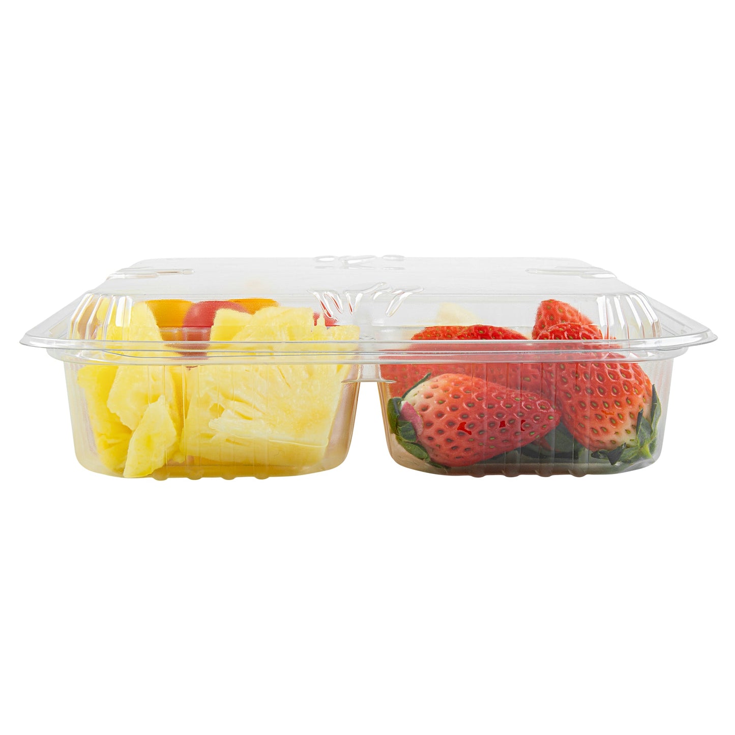 Thermo Tek Square Clear Plastic Serving Platter - with Lid, 4 Compartments - 8 1/4" x 8 1/4" x 2 1/4" - 100 count box