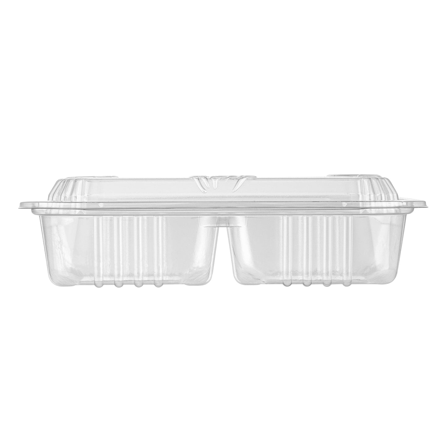 Thermo Tek Square Clear Plastic Serving Platter - with Lid, 4 Compartments - 8 1/4" x 8 1/4" x 2 1/4" - 100 count box