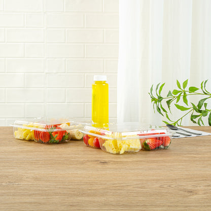 Thermo Tek Square Clear Plastic Serving Platter - with Lid, 4 Compartments - 8 1/4" x 8 1/4" x 2 1/4" - 100 count box