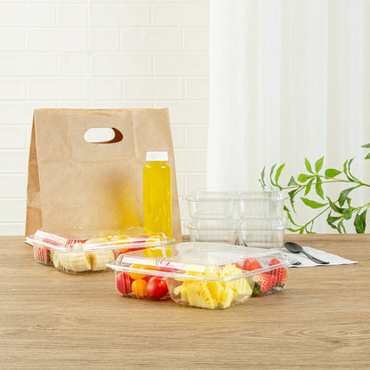 Thermo Tek Square Clear Plastic Serving Platter - with Lid, 4 Compartments - 8 1/4" x 8 1/4" x 2 1/4" - 100 count box