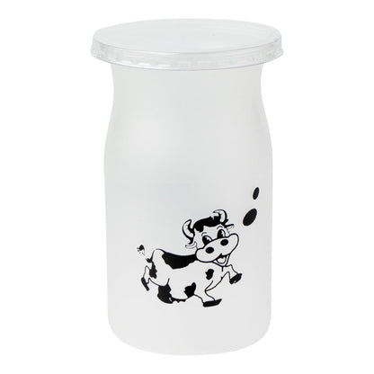 Mini Serve 5 oz Clear Plastic Happy Cow Yogurt Cup - with Lid - 2 1/4" x 2 1/4" x 3 1/2" - 100 count box