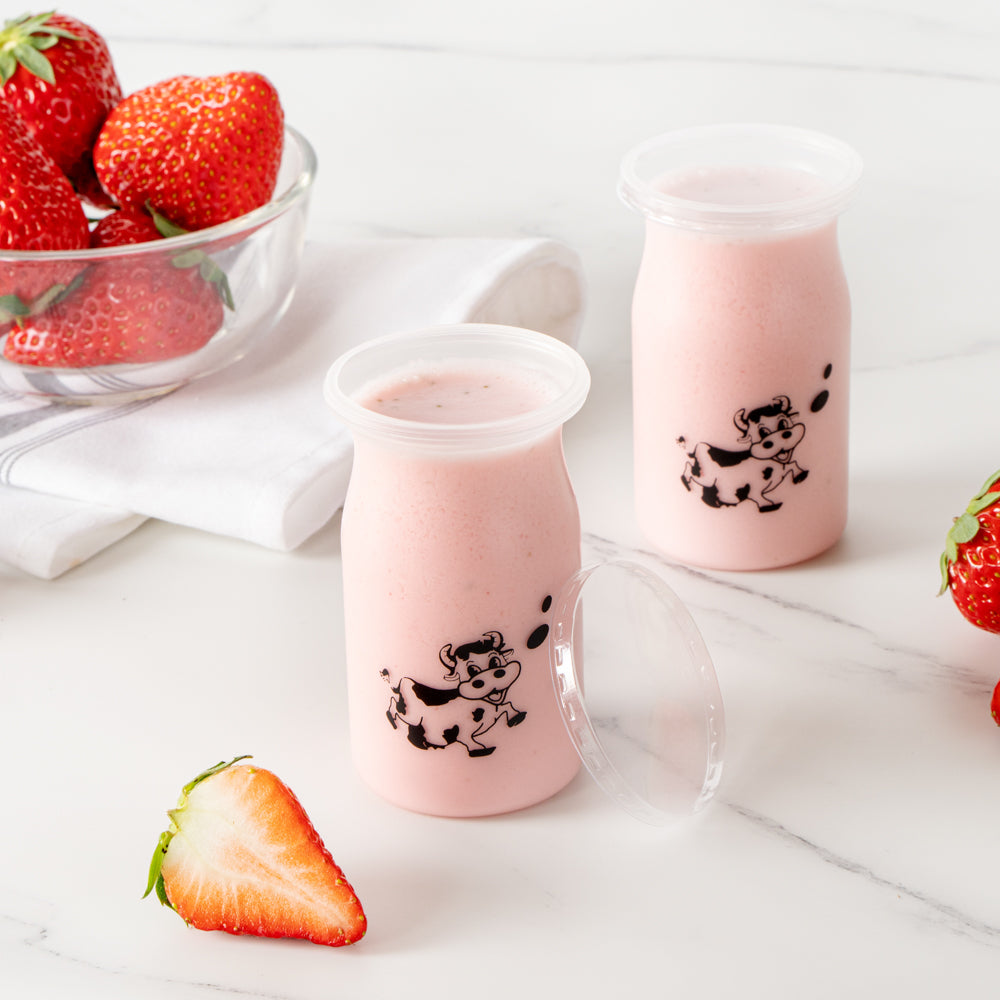Mini Serve 5 oz Clear Plastic Happy Cow Yogurt Cup - with Lid - 2 1/4" x 2 1/4" x 3 1/2" - 100 count box