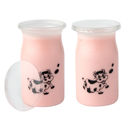 Mini Serve 5 oz Clear Plastic Happy Cow Yogurt Cup - with Lid - 2 1/4" x 2 1/4" x 3 1/2" - 100 count box