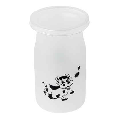 Mini Serve 5 oz Clear Plastic Happy Cow Yogurt Cup - with Lid - 2 1/4" x 2 1/4" x 3 1/2" - 100 count box