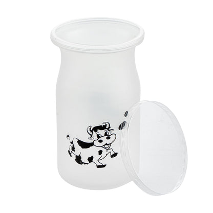 Mini Serve 5 oz Clear Plastic Happy Cow Yogurt Cup - with Lid - 2 1/4" x 2 1/4" x 3 1/2" - 100 count box