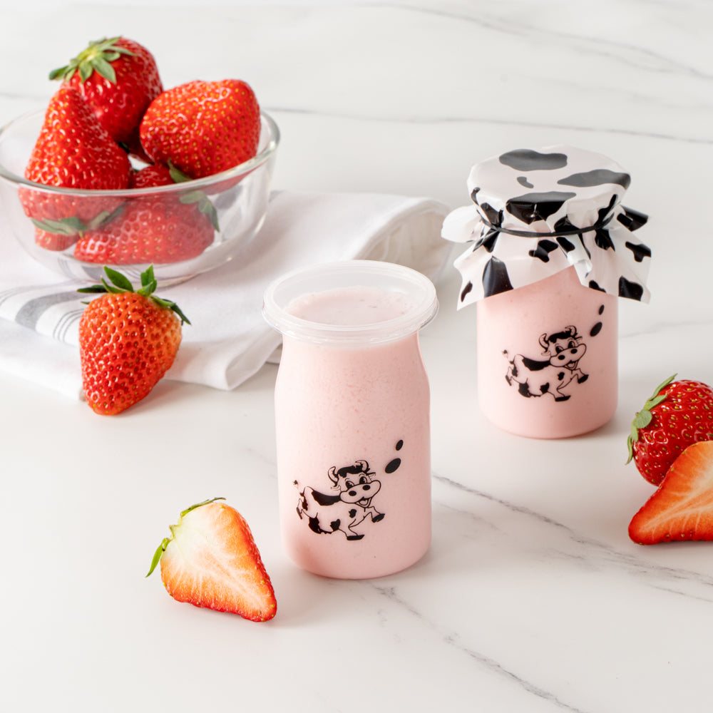 Mini Serve 5 oz Clear Plastic Happy Cow Yogurt Cup - with Lid - 2 1/4" x 2 1/4" x 3 1/2" - 100 count box