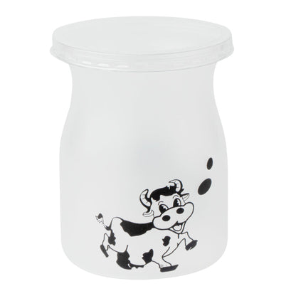 Mini Serve 4 oz Clear Plastic Happy Cow Yogurt Cup - with Lid - 2 1/4" x 2 1/4" x 2 3/4" - 100 count box