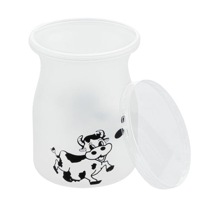 Mini Serve 4 oz Clear Plastic Happy Cow Yogurt Cup - with Lid - 2 1/4" x 2 1/4" x 2 3/4" - 100 count box