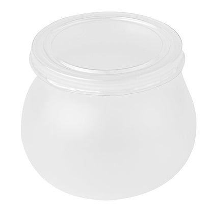 Mini Serve 4 oz Frosted Plastic Bulbous Candy Jar - with Lid - 2 1/2" x 2 1/2" x 2 1/2" - 100 count box