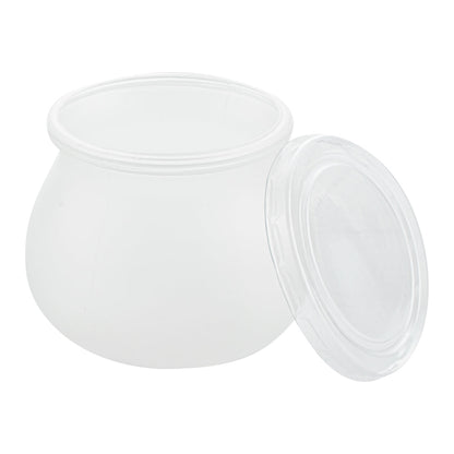 Mini Serve 4 oz Frosted Plastic Bulbous Candy Jar - with Lid - 2 1/2" x 2 1/2" x 2 1/2" - 100 count box