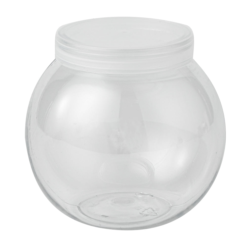 Mini Serve 3 oz Clear Plastic Bulbous Candy Jar - with Lid - 1 3/4" x 1 3/4" x 2 1/2" - 100 count box