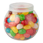 Mini Serve 3 oz Clear Plastic Bulbous Candy Jar - with Lid - 1 3/4" x 1 3/4" x 2 1/2" - 100 count box