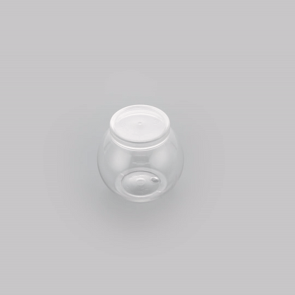 Mini Serve 3 oz Clear Plastic Bulbous Candy Jar - with Lid - 1 3/4" x 1 3/4" x 2 1/2" - 100 count box