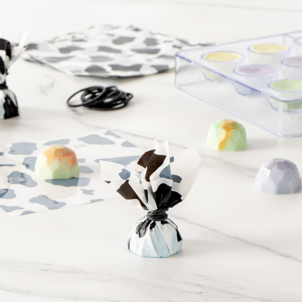 Mini Serve Cow Lines Plastic Decorative Wrapper - 4 1/2" x 4" - 500 count box